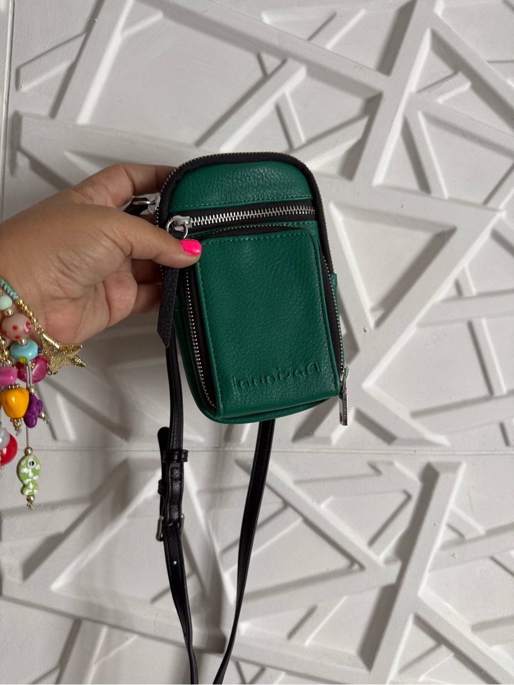 Desigual Green Mini Crossbody Pouch with Black Strap